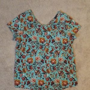Papermoon v back short sleeve blouse